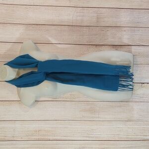Turquoise Blue 100% Cashmere  Scarf  Fringe Edge